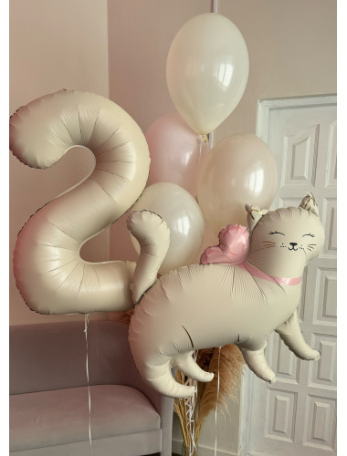 Гелиевые шары на 2 годика с фигурой "Кошечка"